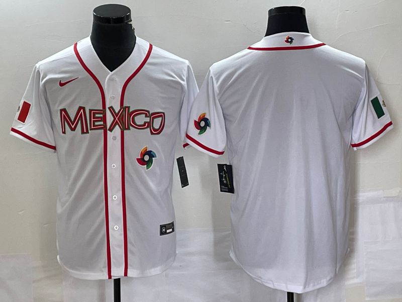 Men 2023 World Cub Mexico Blank White Nike MLB Jersey18